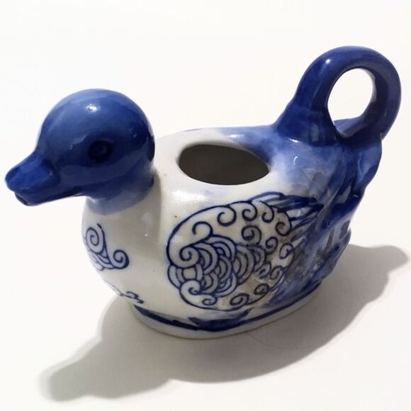 Vintage Hand Painted Blue and White Chinese Duck Creamer - Picture 1 of 6